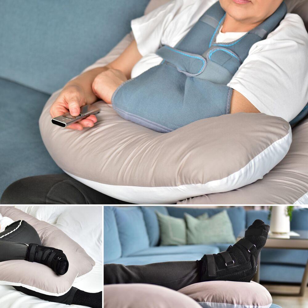 Подушка длинная IDEIA П-образная с наволочкой на молнии 140х75х20 см Серый/Белый (23295269) - фото 8