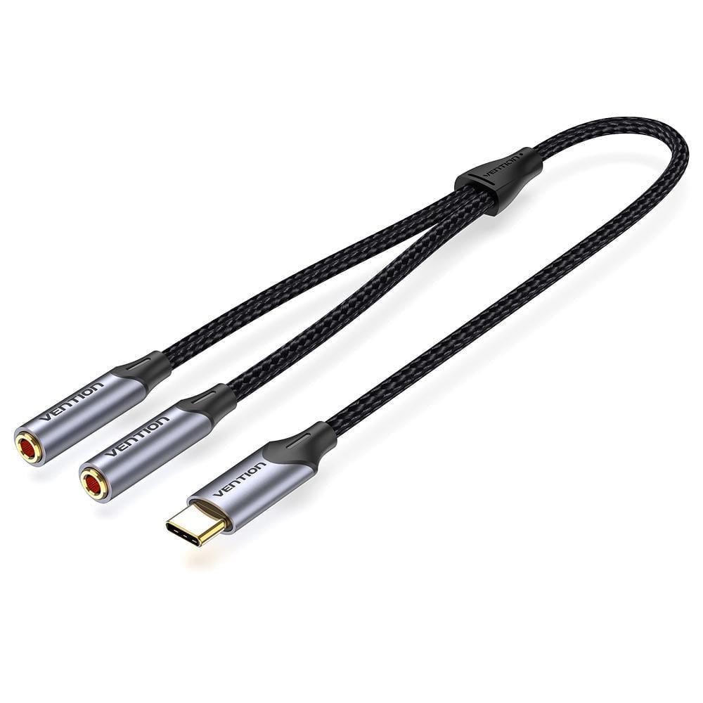 Адаптер для наушников Vention USB-C 2x3.5 мм 0.3 м Черный (BGNHY)