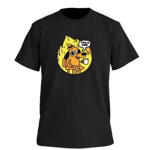 Футболка мужская Owi Dog meme "This is fine" XL Черный (15019178-2-188283-XL)