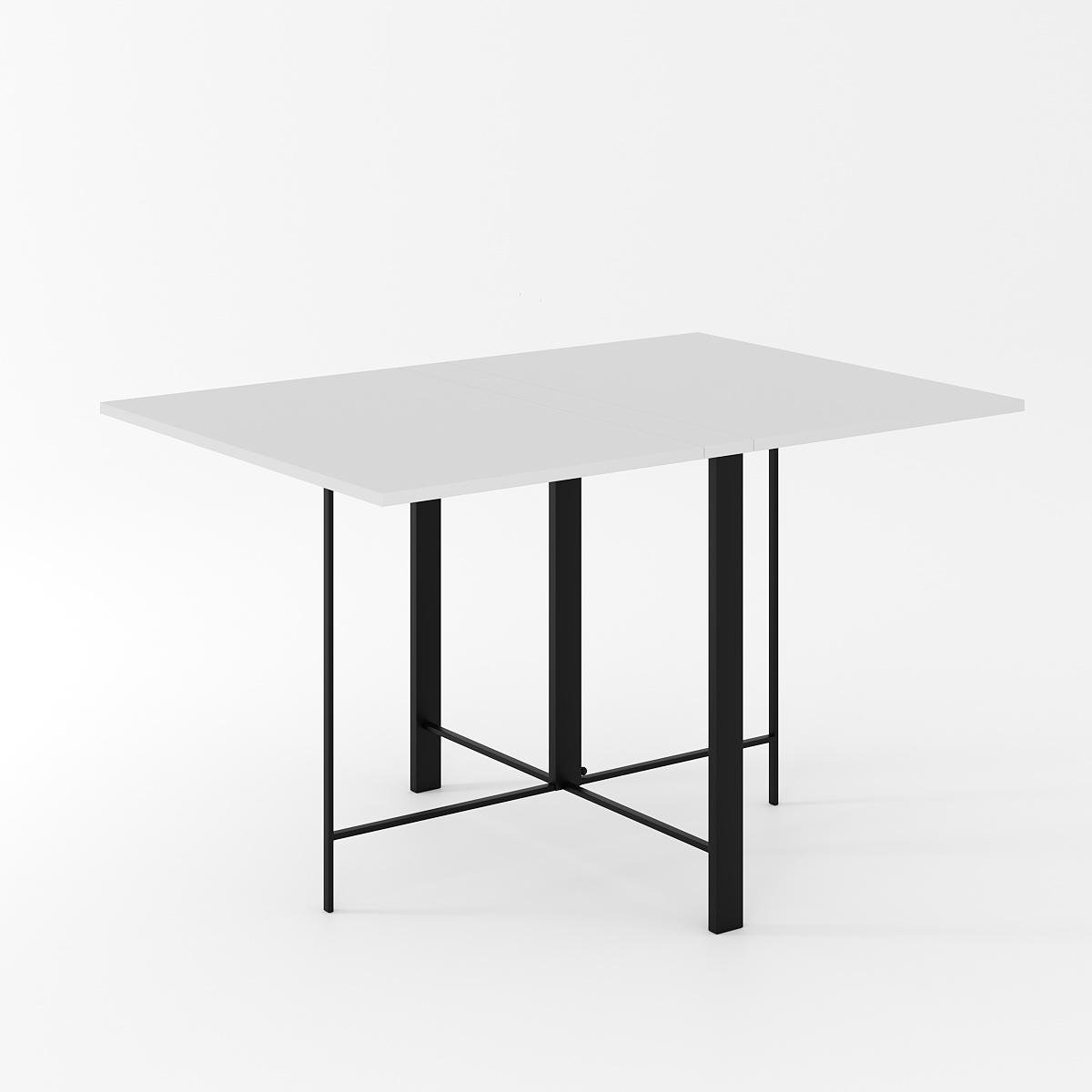 Обеденный стол-трансформер Voody 1300x900x756 мм Белый бриллиант/Черные ножки (GATB26010000030) - фото 1 Обеденный стол-трансформер Voody 1300x900x756 мм Белый бриллиант/Черные ножки (GATB26010000030) - фото 1