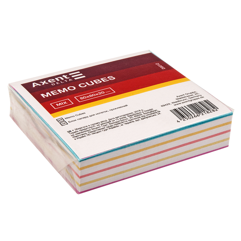 Бумага для заметок Axent Delta Color 80х80х20 мм D8012 проклееная (4250266218282)
