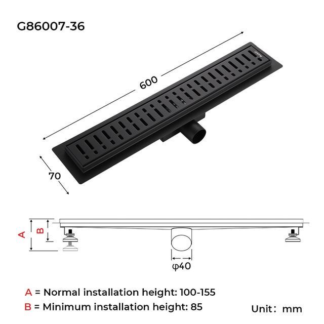 Трап для душу Gappo G86007-36 70х600 мм Нержавіюча сталь/Чорний (1041316) - фото 3