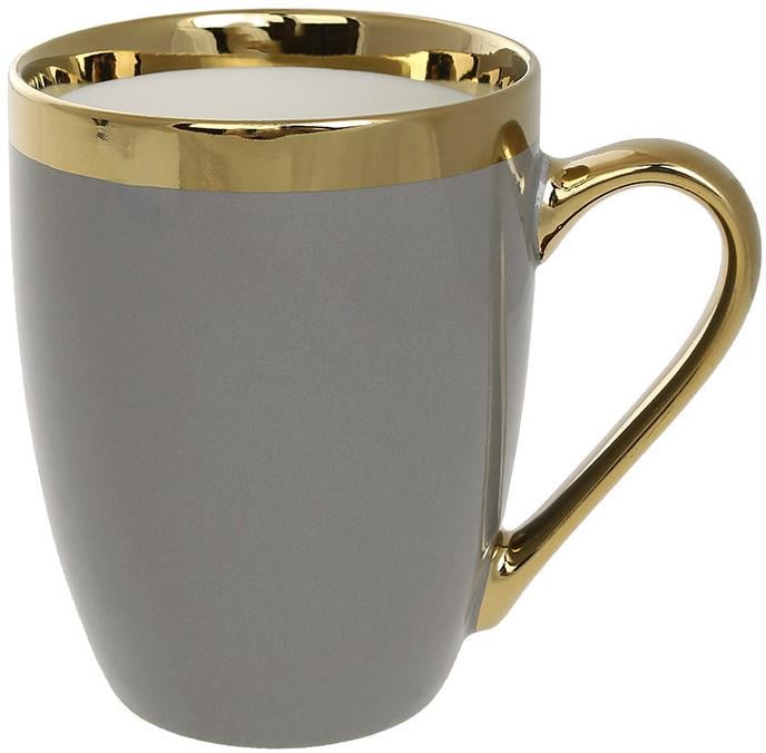 Чашка фарфорова з лінією 360 мл Сіро-золотий - фото 1 Чашка фарфорова з лінією 360 мл Сіро-золотий - фото 1