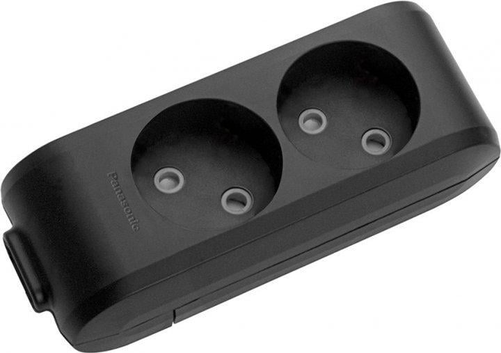 Колодка 2 гнезда Panasonic X-tendia без з/з с защитными шторками Черный