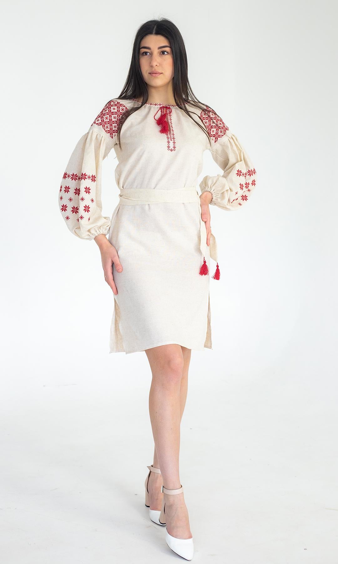 Сукня-вишиванка жіноча Вишиваночка р. 52 Бежевий (135-4)