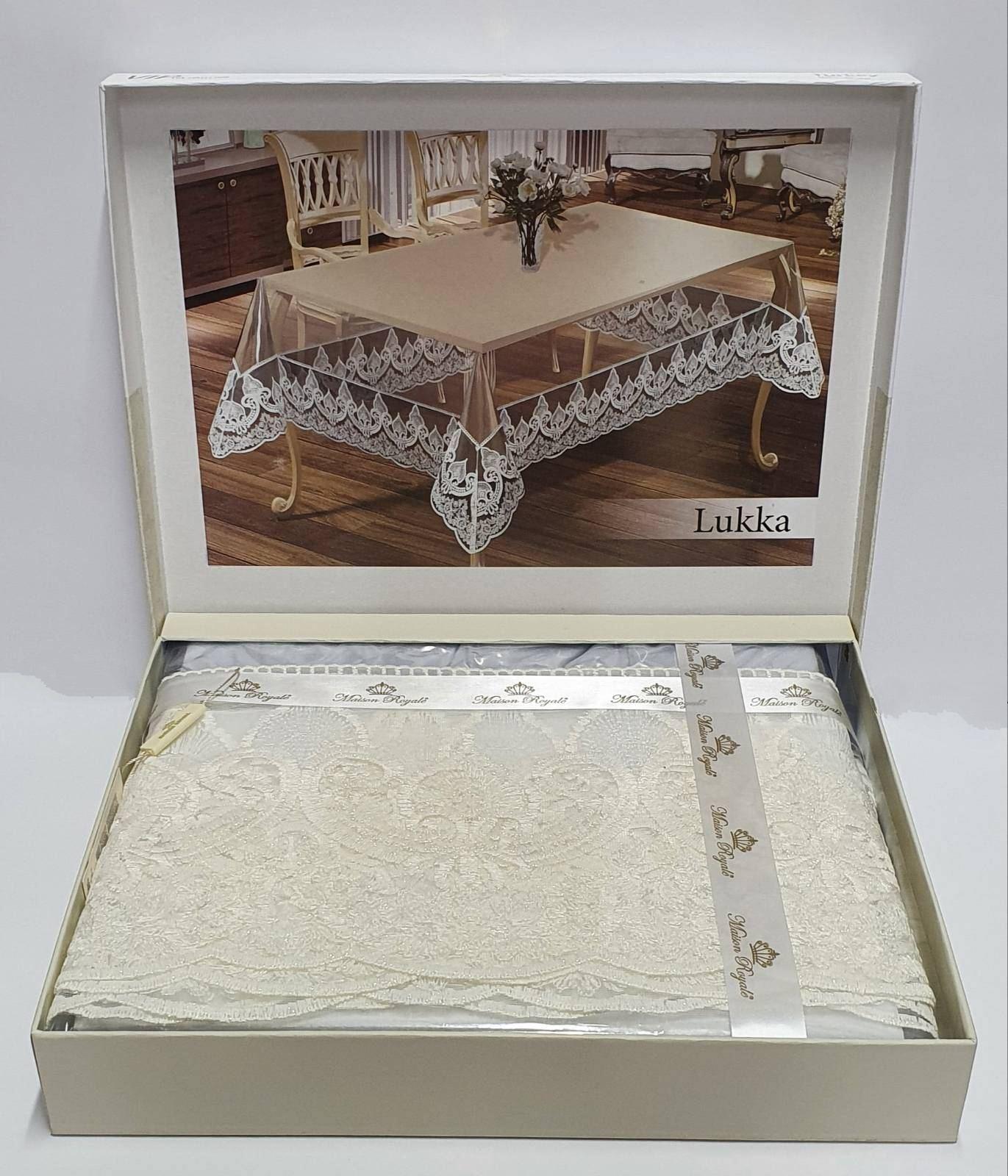 Силиконовая скатерть с кружевом Maison Royale 160x260 Lukka Cream (CN10071)