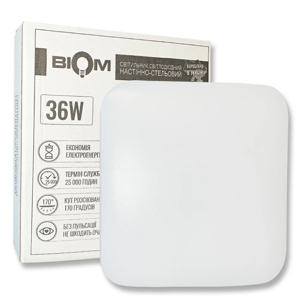 Світильник Biom DL-S702-36-6 LED квадрат накладний 36W 6200К