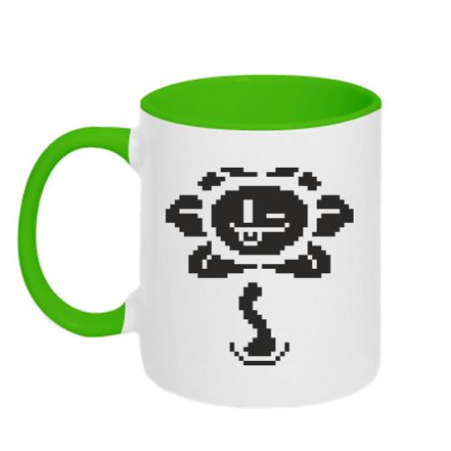 Чашка двухцветная Undertale Flowey 320 мл Белый с зеленым (2596520-37-76811)