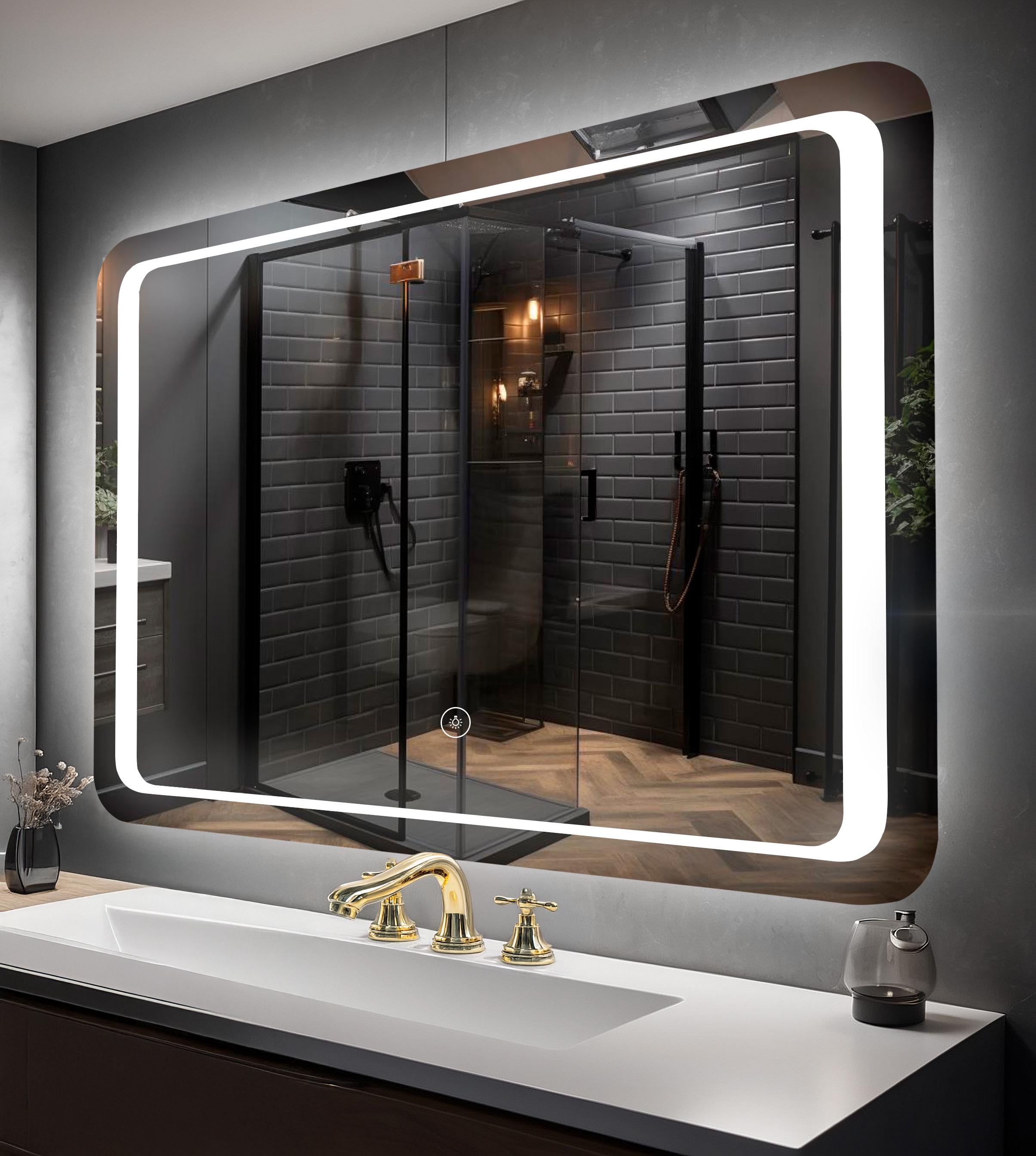 Зеркало для ванной комнаты настенное Kayfovo с подсветкой LED 70х50 см (334409)