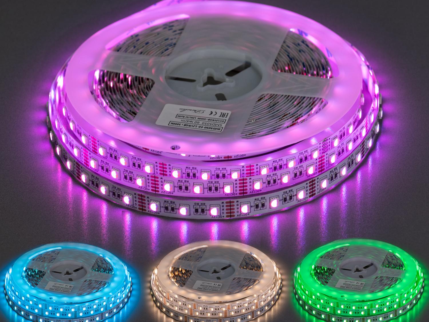 Світлодіодна стрічка 12 В 60 діодів на метр 10 мм RGB+Теплий (P12-5050-60-RGB+WW-20-10) - фото 2 Світлодіодна стрічка 12 В 60 діодів на метр 10 мм RGB+Теплий (P12-5050-60-RGB+WW-20-10) - фото 2