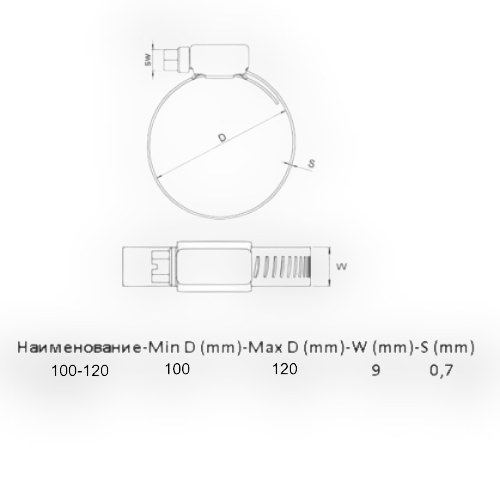 Хомут червячный Apro HCN-16 W2 100-120 мм 10 шт. - фото 7