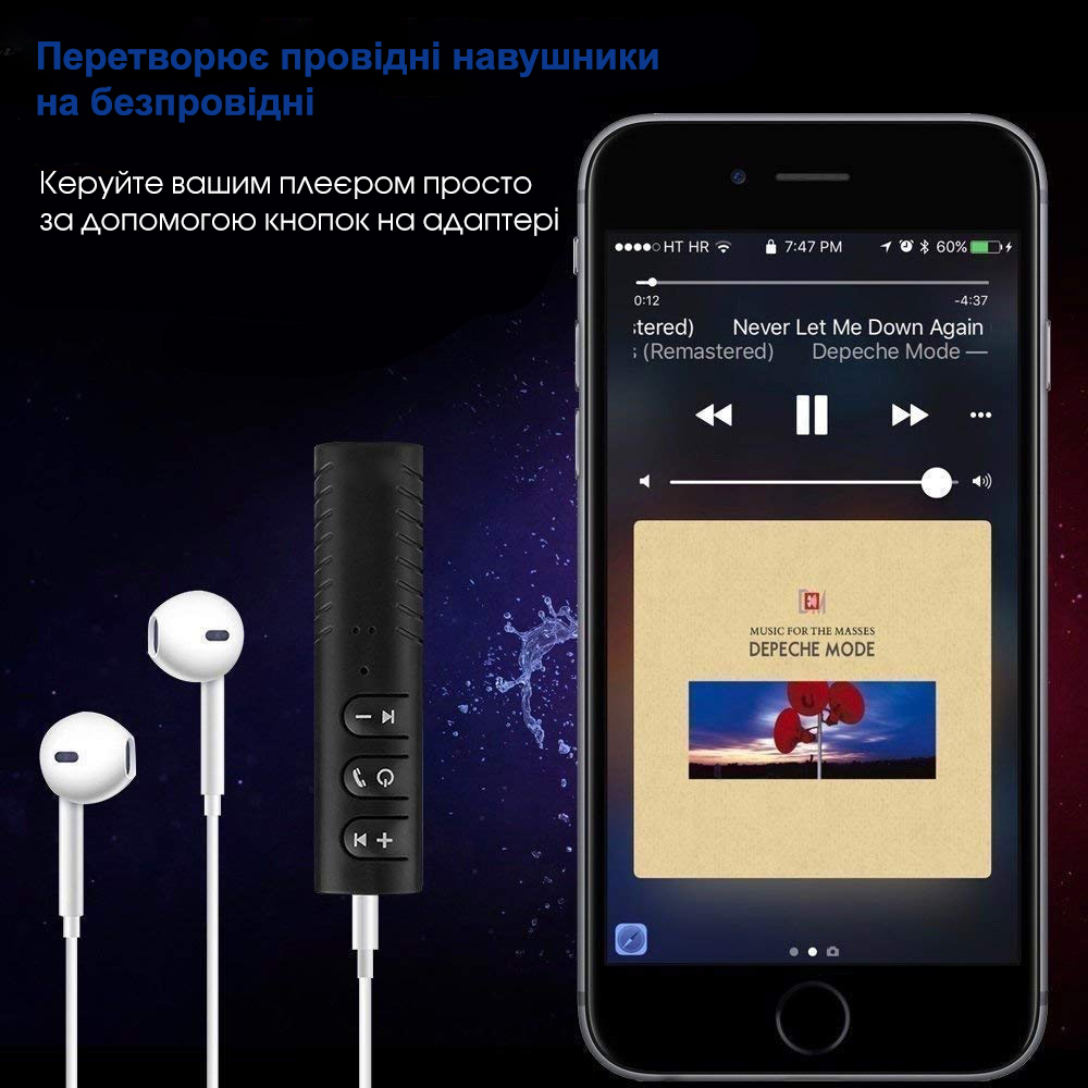 Аудіо адаптер Sonmax BT-450 Bluetooth Aux 3.5 мм Black - фото 8