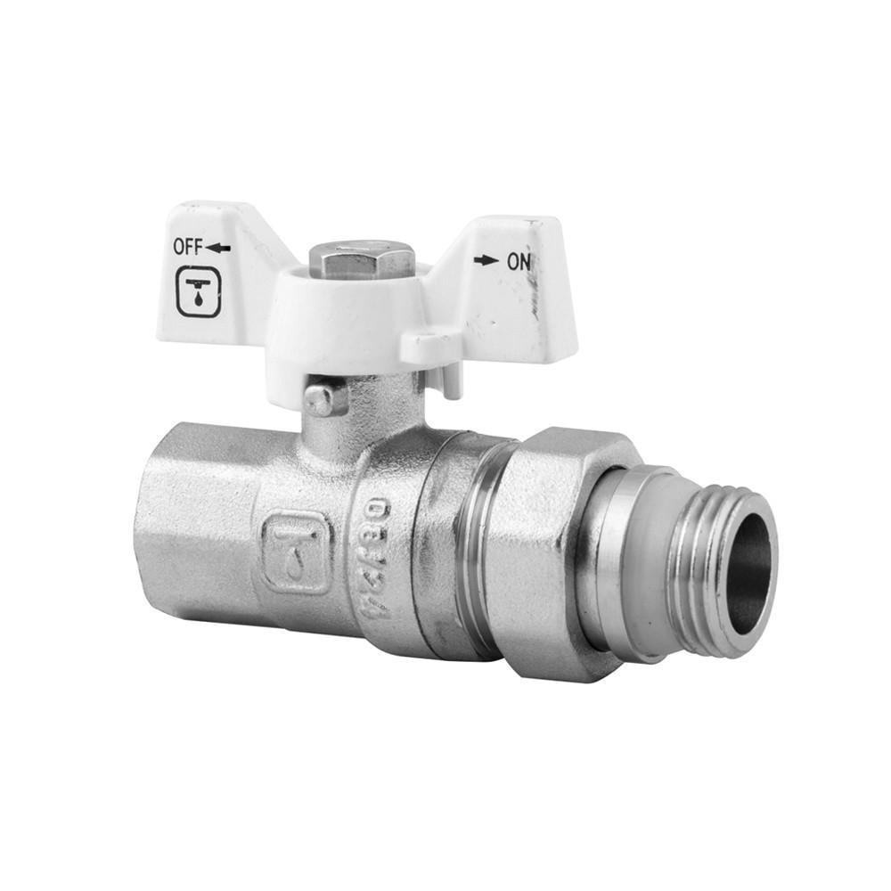 Кран шаровой прямой ITAL 1/2" с американкой антитек ручек Белая бабочка (1055568)