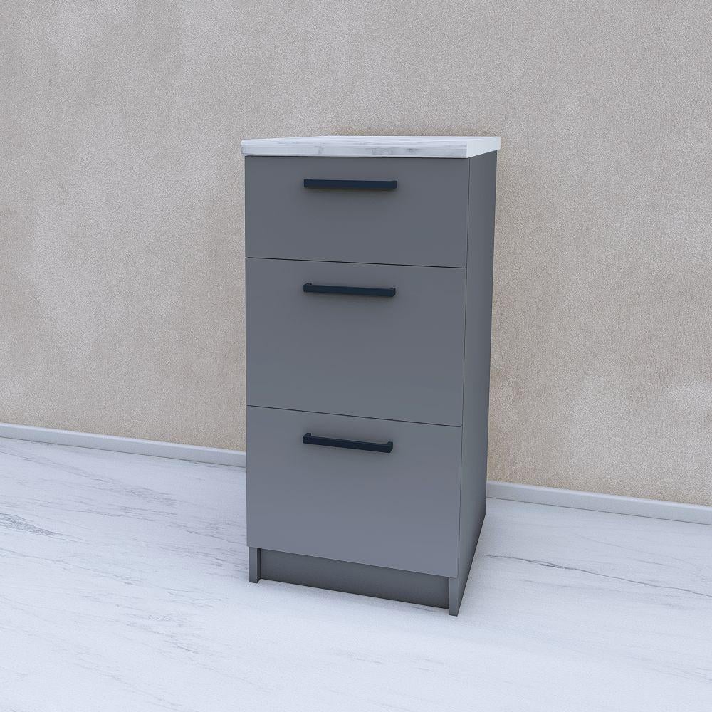 Модуль для кухні нижній 3 висувні шухляди без стільниці 400 мм Антрацит (МП25б)