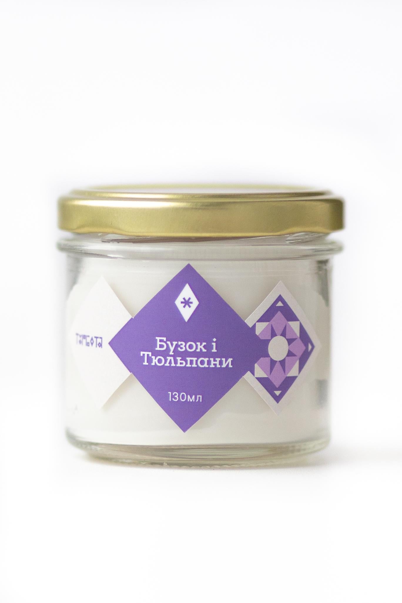 Аромасвечка "Бузок і тюльпани" 90 г 5 см