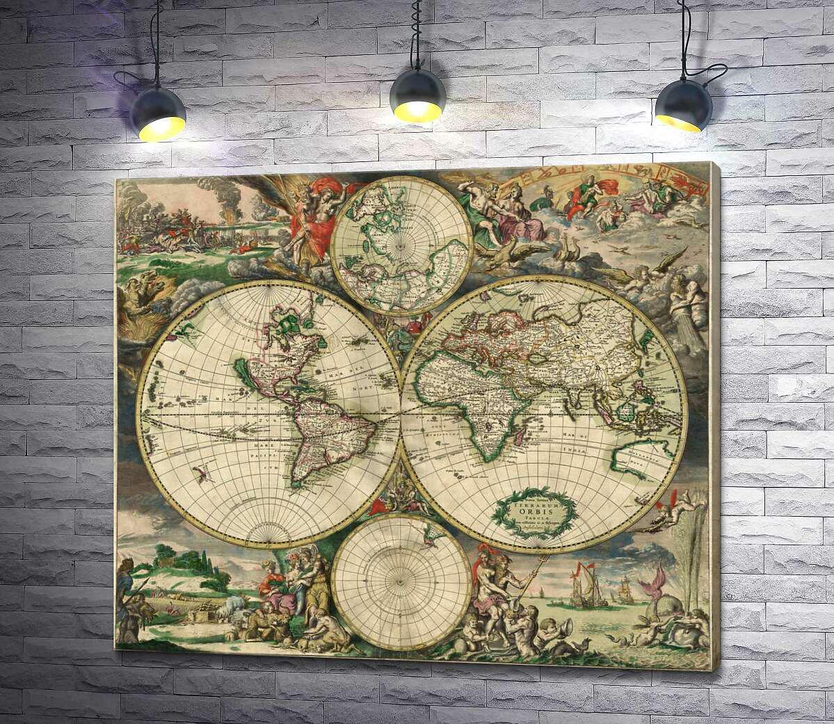 Картина ArtPoster Карта мира в 1689 году от голландского картографа Герарда Ван Шагена (Gerrit van Schagen) 130x112 см Модуль №1 (000860) Картина ArtPoster Карта мира в 1689 году от голландского картографа Герарда Ван Шагена (Gerrit van Schagen) 130x112 см Модуль №1 (000860)