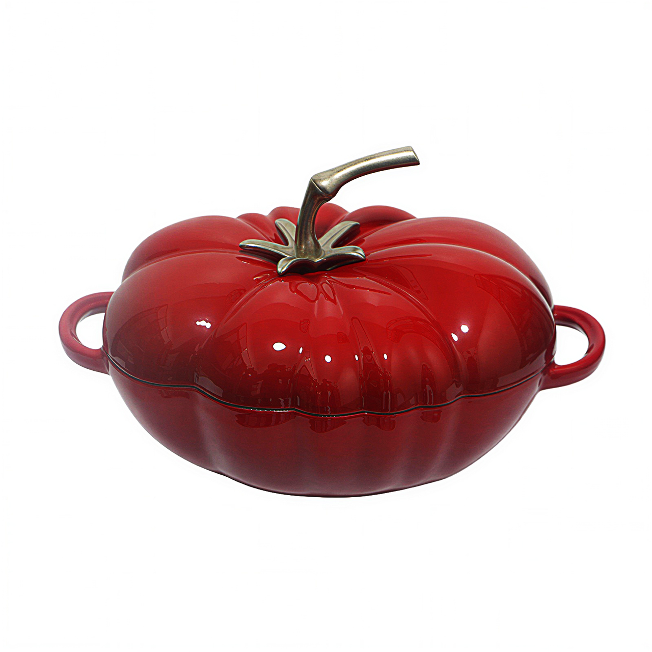 Каструля чугунная Томат эмалированная с крышкой для тушения/запекания 2,5 л Красный (HP-1-20-RED)