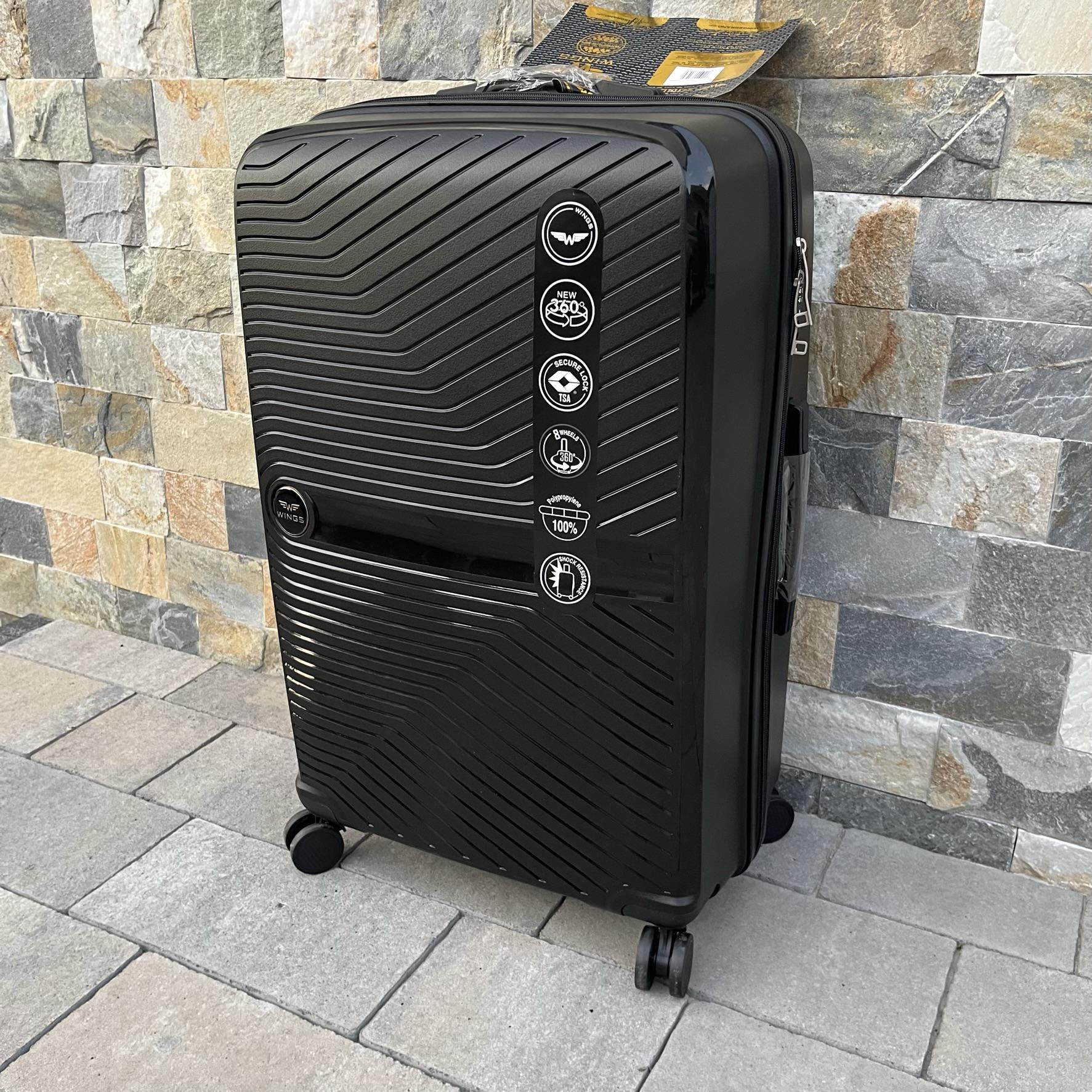 Чемодан дорожный большой из полипропилена Wings DQ181-04 L Черный - фото 2