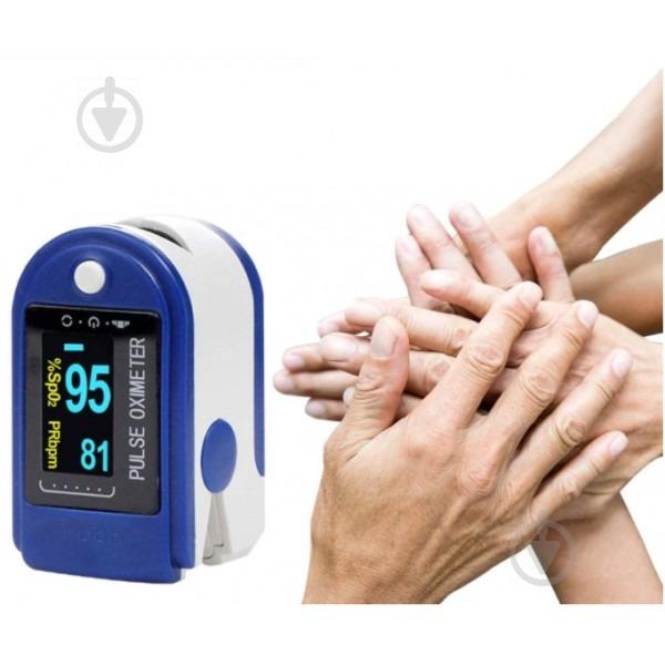 Пульсоксиметр Pulse Oximeter Healer AD807 електронний на палець Синій - фото 5