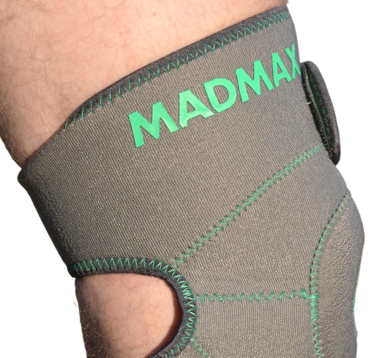 Наколінник MadMax MFA-295 Zahoprene Universal Knee Support Dark grey/Green (A-012675) - фото 4