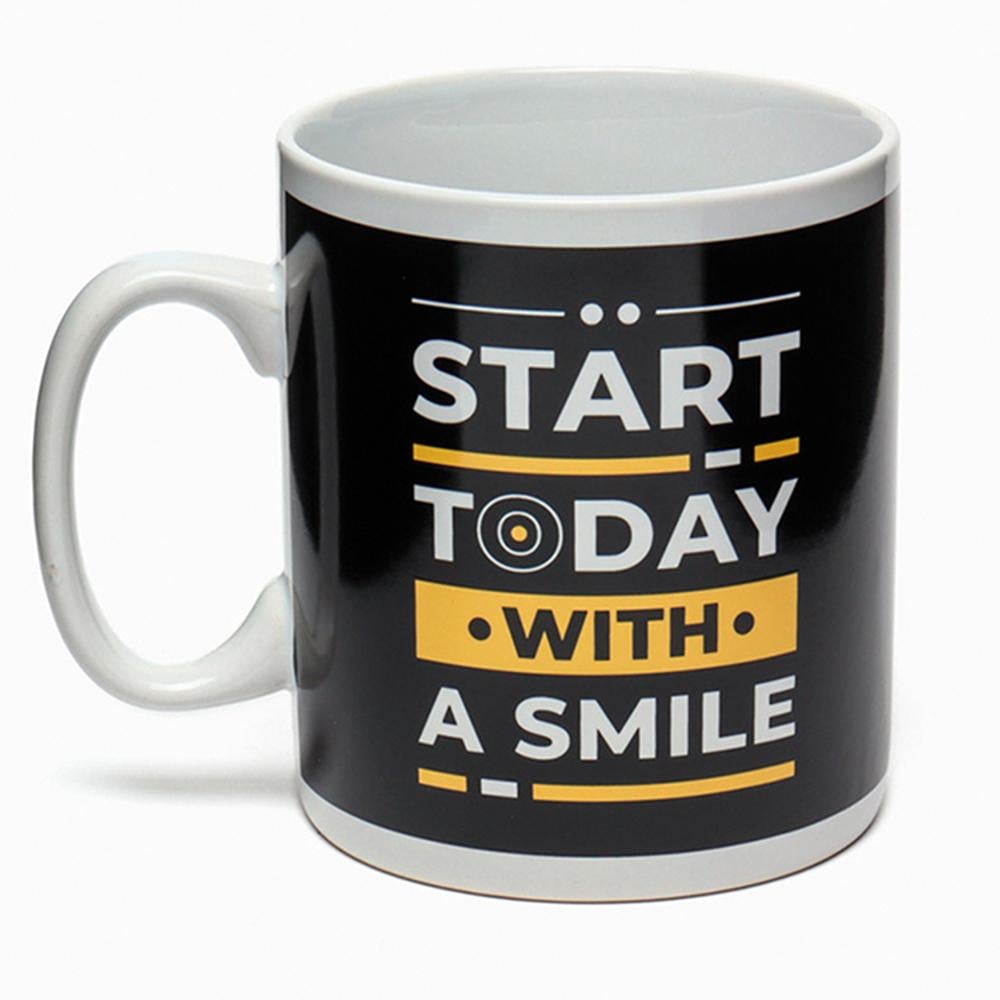 Чашка для чая керамическая с надписью "Start today with a smile" 1000 мл (27-PC1-2712)