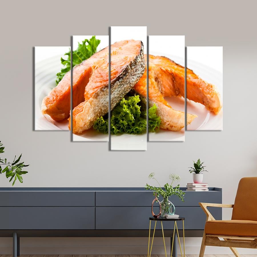 Настенний декор Стейки форели и листья салата 137x85 см (A411-5)