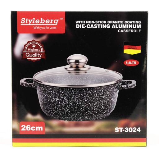 Кастрюля Styleberg ST-3024 26 см 5,8 л гранитное антипригарное покрытие/литой алюминий стеклянная крышка индукционное дно (ML-05262) - фото 4
