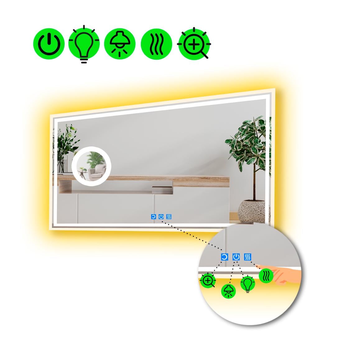 Зеркало с LED подсветкой Marita с подогревом и линзой с подсветкой 100x70 см (8776362)