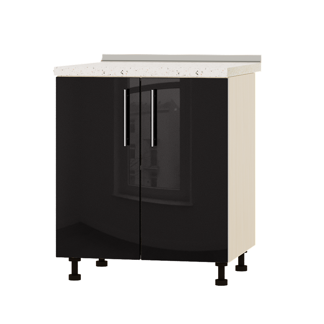 Шкаф нижний Эверест Акрил модуль Низ Н82-700 70х47х85 см Черный глянец/Дуб Молочный (04640)