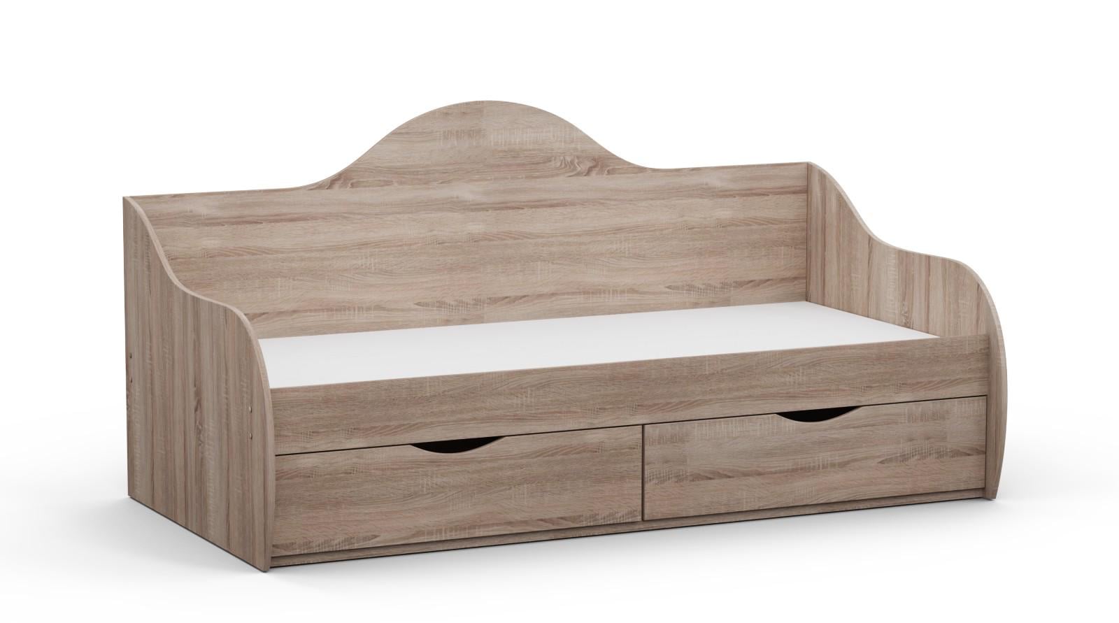 Кровать односпальная L-4 1932х1000х954 мм Дуб Сонома/Трюфель (18350520)