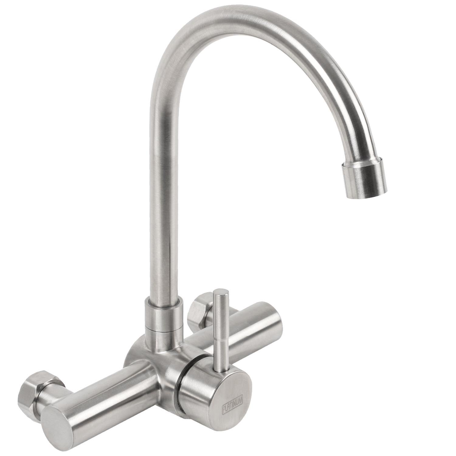 Смеситель для кухни Platinum KT 13 (3008C) PLS-A32609 настенный однорычажный Сатин (151578)