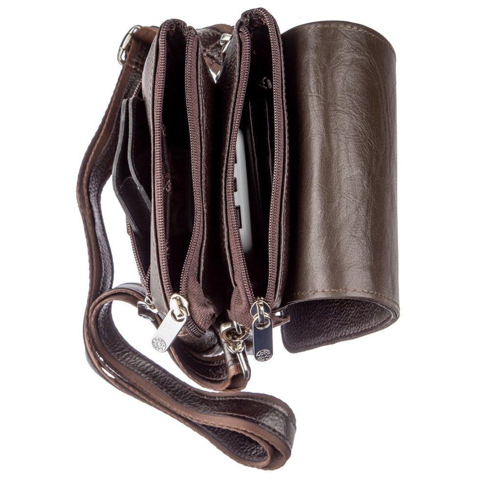 Барсетка 717362 вертикальная на плече кожаная Коричневый (1939511880) - фото 2 Барсетка 717362 вертикальная на плече кожаная Коричневый (1939511880) - фото 2