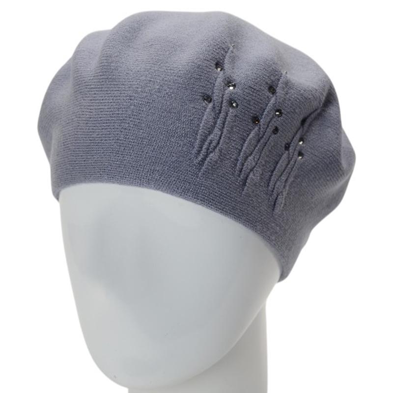 Берет женский двойной Novita Перо вискозный L/57-58 Дым (276171)