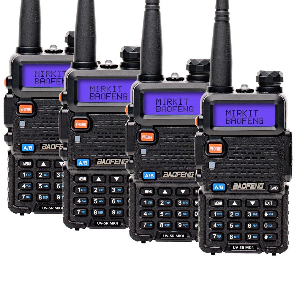 Комплект раций Baofeng UV-5R MK4 4 шт. UHF/VHF 8 Вт 1800 мАч/гарнитура и ремешок на шею Mirkit (008708)