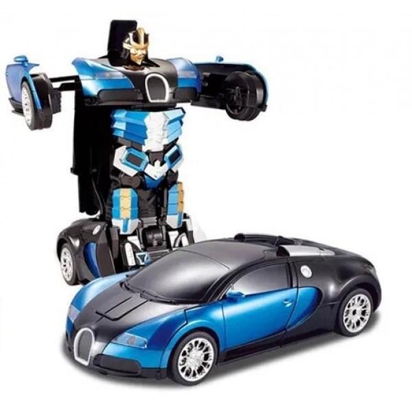 Машинка на радіокеруванні Трансформер Bugatti Robot Car Size 1:18 Синій/Чорний