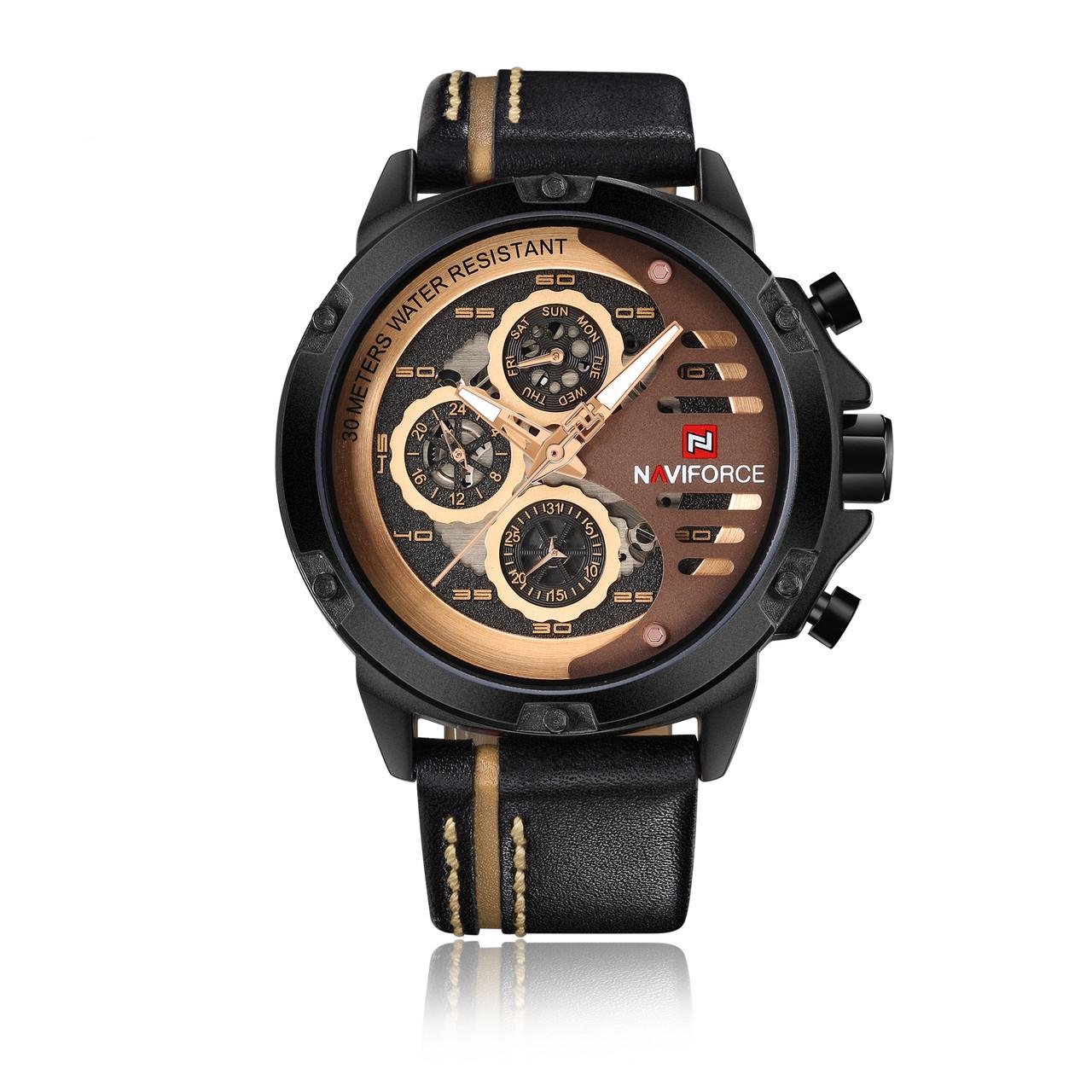 Часы мужские наручные Naviforce Libre NF9110 NF9110 B/RG/BN lack/Rose Gold/Brown (15208)