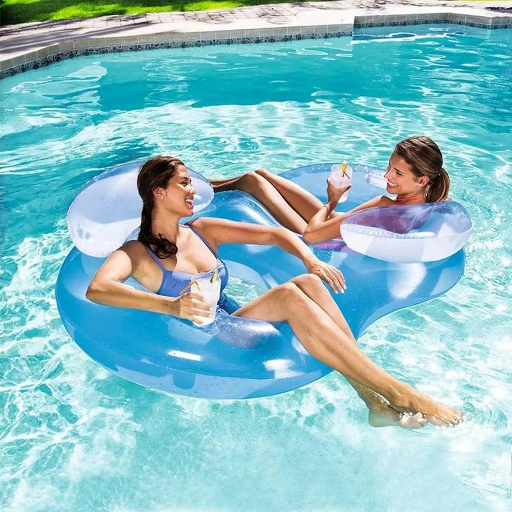 Надувний круг-крісло Inteх 56800 двомісний 198х117 см Блакитний (15360130) - фото 3