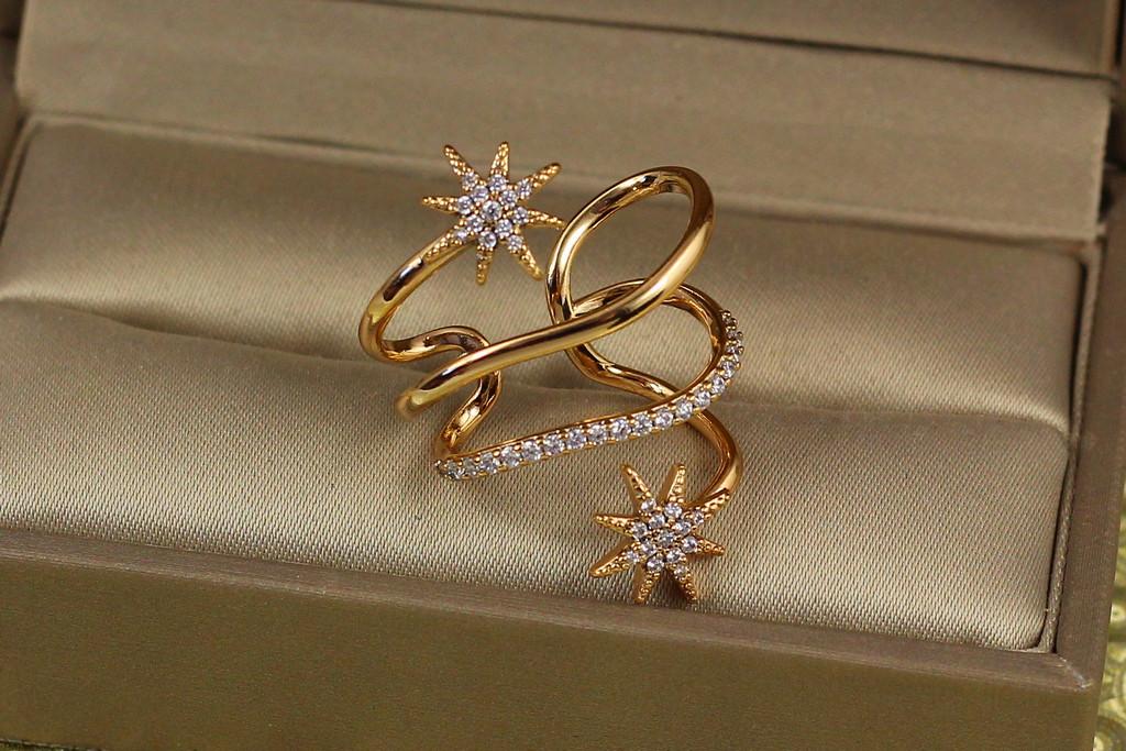 Серьга кафа Xuping Jewelry без прокола звездочки 3 см Золотистый (2268181862)