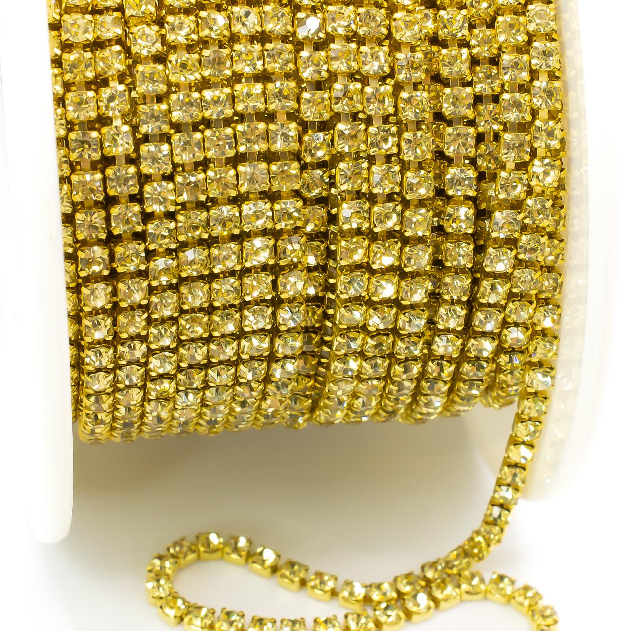Цепь стразовая SS6 2 мм 1 м Jonquil gold (ЦС0602з17)
