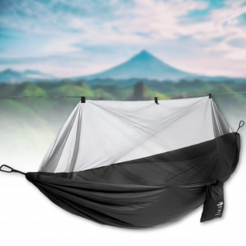 Гамак туристический с москитной сеткой 220x120 см Черный (2690156630) - фото 4