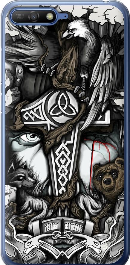 Чохол на Huawei Y6 2018 Тату Вікінг (4098t-1637-42517)