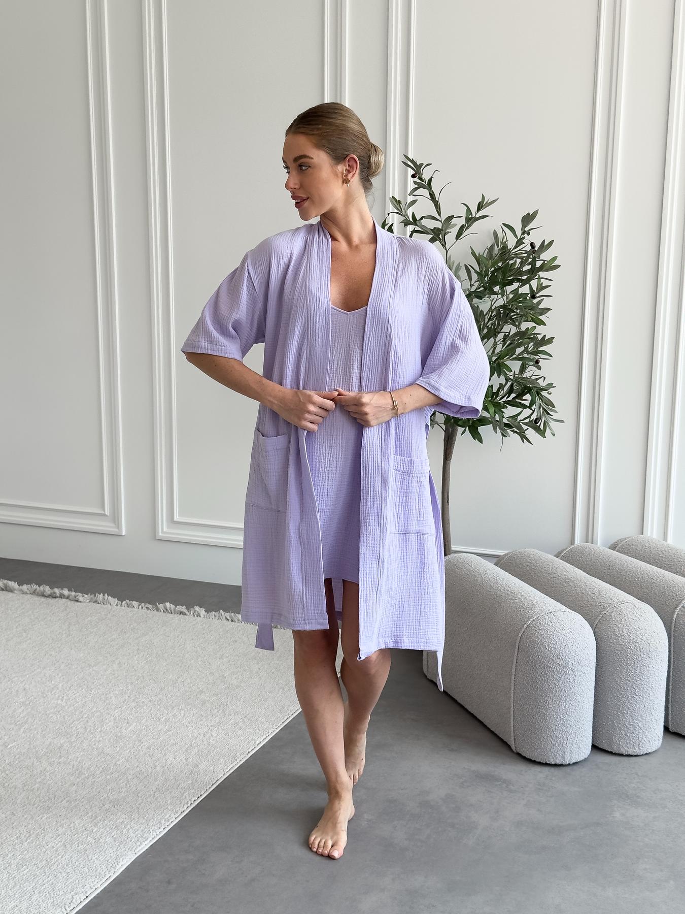 Подарочный набор женский COSY халат/рубашка S Лавандовый (SetLavanda1)