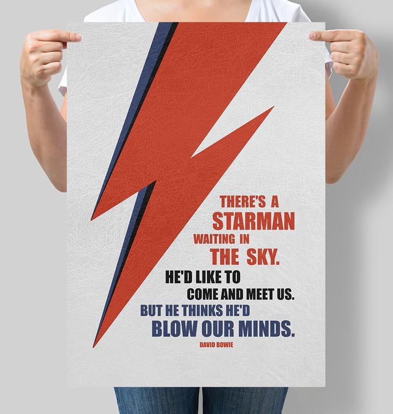 Постер з цитатою Девіда Боуі There's a starman waiting in the sky David Bowie 30х42 см 30x42 см A3 (M169_A3)