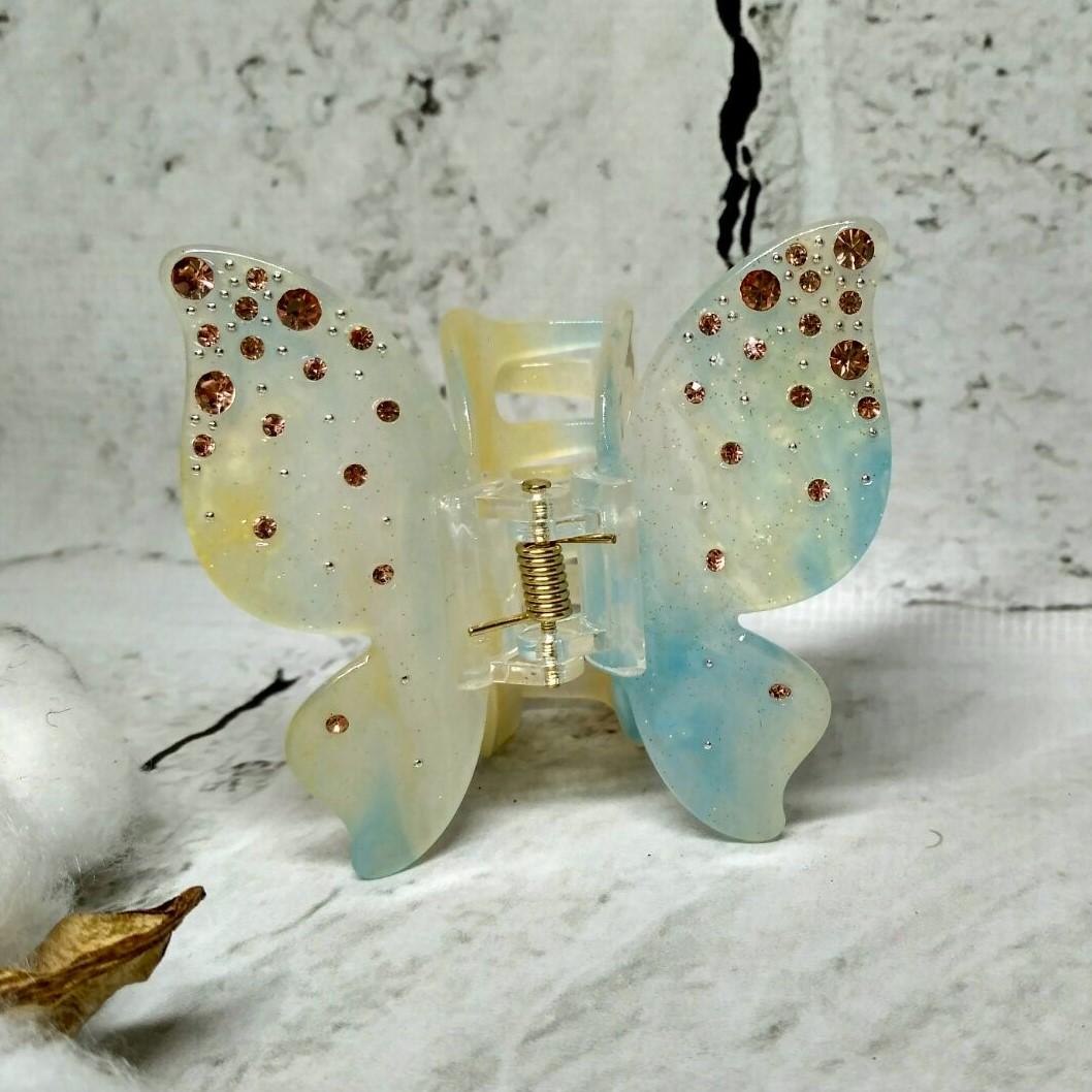 Краб для волос Бабочка перламутр меняет цвет на солнце заколка зажим 6,3х6,3 см (12918-9)