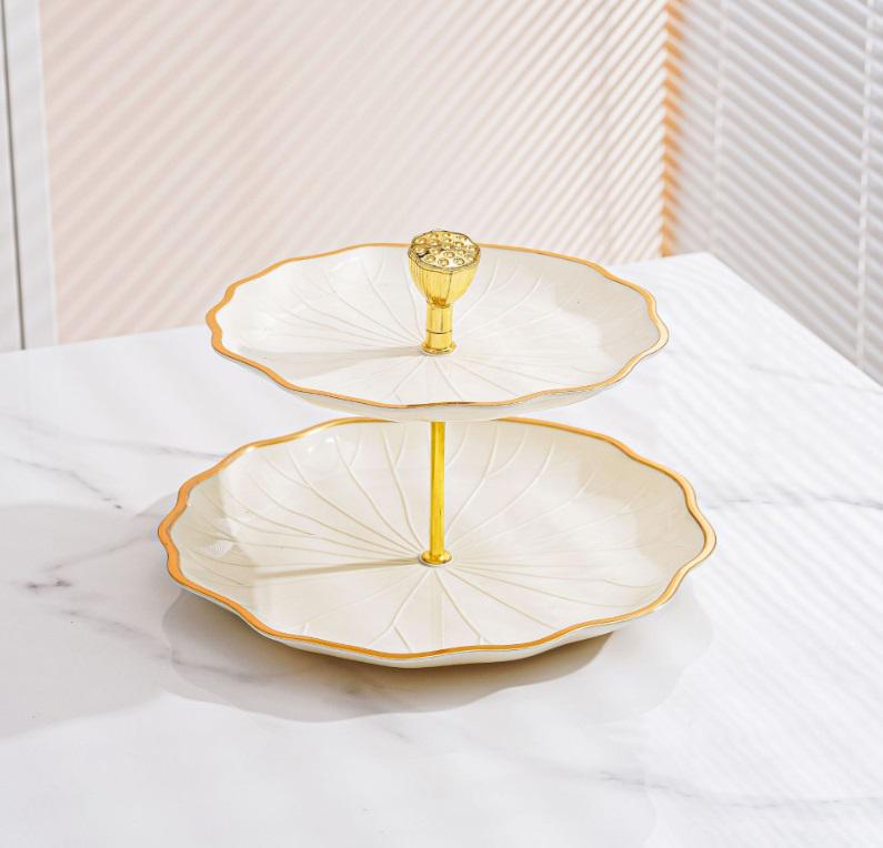 Тортівниця 2-х ярусна 14540 16х20х25 см Золотий (4871289)