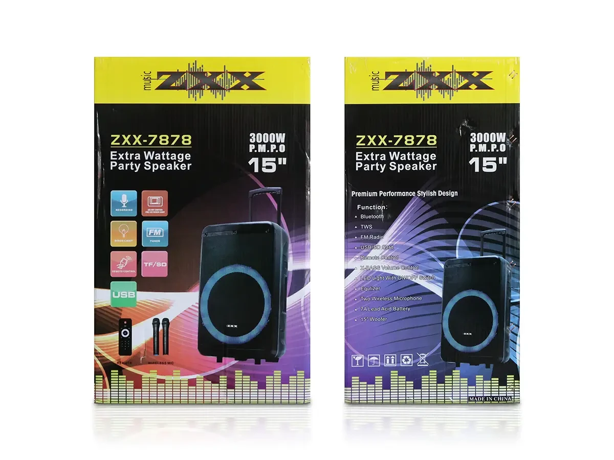 Колонка акумуляторна ZPX ZX-7878 з мікрофоном 200 W Чорний - фото 4