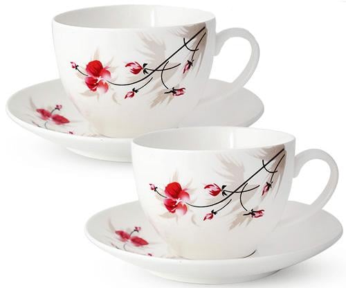 Чайный фарфоровый сервиз Космея 280 мл на 4 персоны Чайный фарфоровый сервиз Космея 280 мл на 4 персоны