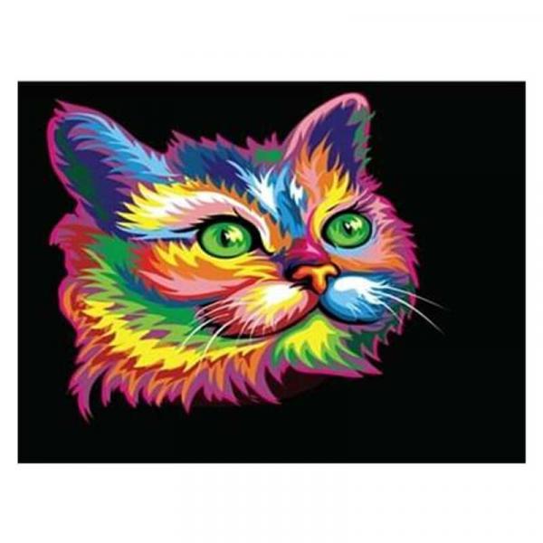 Алмазная мозаика TK Group Радужный кот 40х30 см с рамкой в коробке (GB75495-mt)
