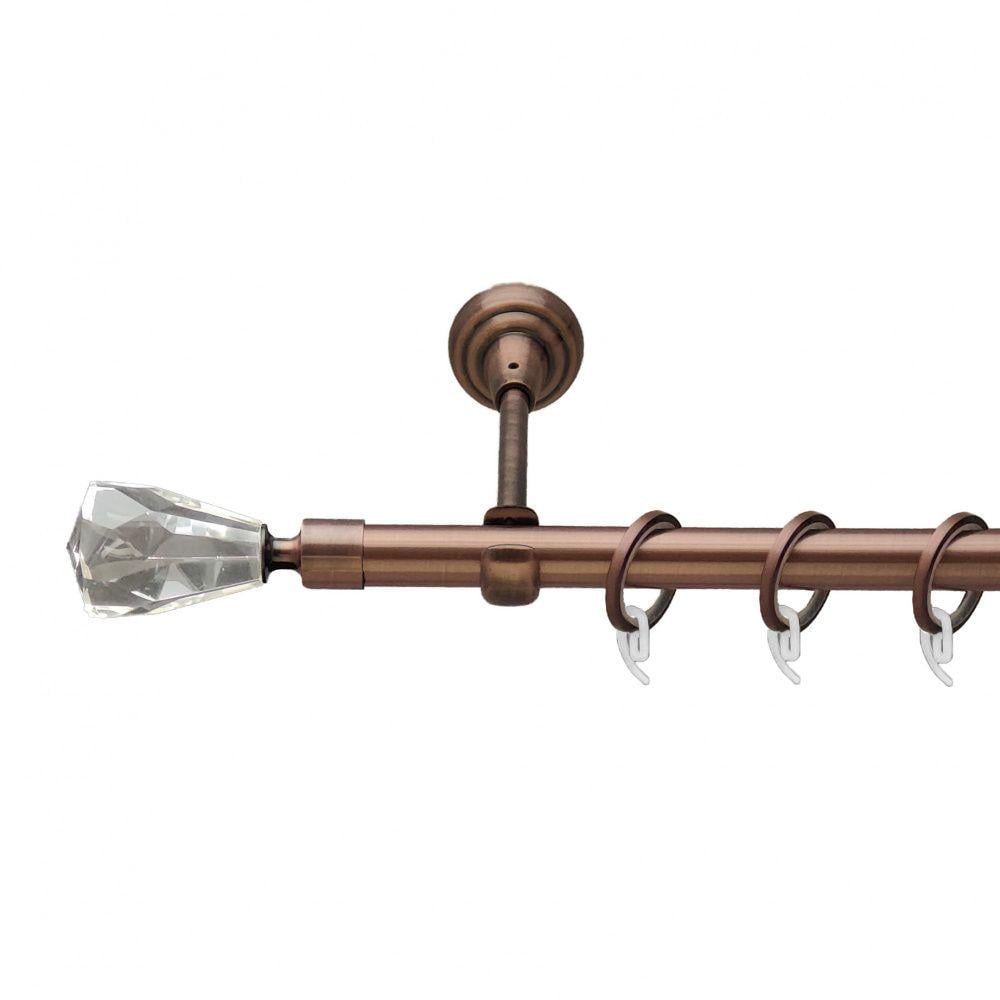 Карниз металлический Orvit Лучетта однорядный открытый/гладкая труба/кольцо фасонное металлическое Медь 19 мм 160 см (00-00011850)