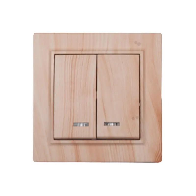 Выключатель двойной с подсветкой ElectroHouse Enzo IP22 Светлое дерево (EH-2184-WW)